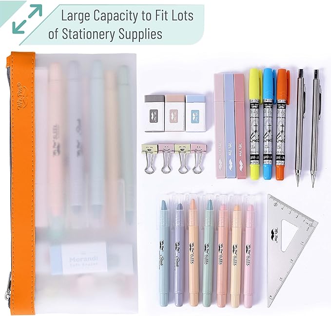 Mr. Pen- Clear Pencil Pouch, 8.50"x4.25", 3 Pack, Durable TPU Material, Medium Water-Resistant Pencil Bags with Smooth Zipper, Multipurpose Clear Pouch for Stationery, School, Office, Travel Supplies
