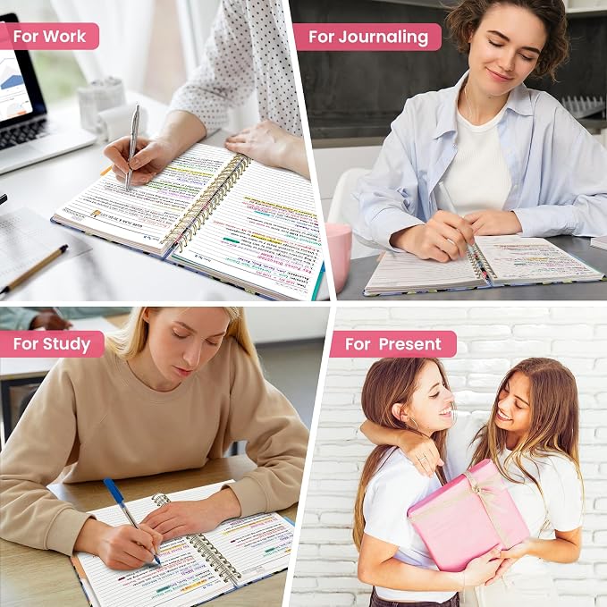 Taja Pretty Large Spiral Lined Notebook for Work with 5 Removable Dividers