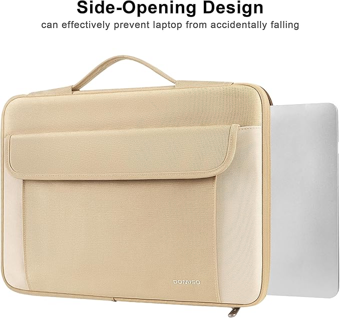 DOMISO 17-17.3 Inch Laptop Sleeve Case,Water-resistant Laptop Protective Case for Dell, HP, Lenovo, Asus, Acer, Alienware,Beige