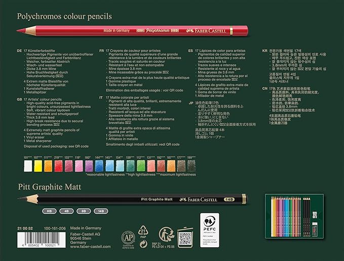Faber-Castell Polychromos and Pitt Graphite Matte Gift Art Set, 1 Count (Pack of 23), Multicolor 23