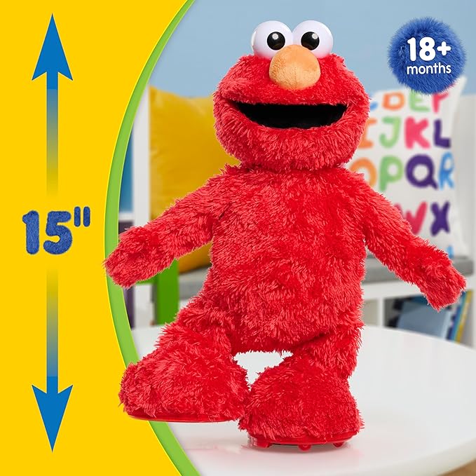 Sesame Street Hokey Pokey Elmo 14” Interactive Plush Toy, Sings, Dances & Plays Music, Bilingual Stuffed Animal for Pretend Play, Soft & Huggable, for Girls and Boys, Ages 18 Months+ by Just Play