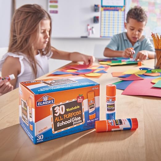 Elmer's All Purpose School Glue Sticks, Acid-Free and Washable, Clear, 7 Grams,Craft Projects, Poster, Classroom Supplies, #1 Teacher Brand, 30 Count (Pack of 12)