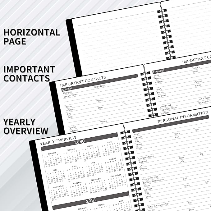 2026-2030 Monthly Planner/Calendar - Jul. 2026 - Dec. 2030, Monthly Planner, 5 Year, 6.2" x 8.3", Multi Year Calendar 2026-2030 with Twin-Wire Binding, Tabs, Storage Pocket - Black
