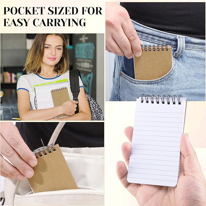 Thboxes 8 Pack Pocket Notebook, 3x5 Small Spiral Notebooks with 60 Sheets/120 Lined Pages Small Notebook Spiral Notepads Mini Note Pads Notebooks for Nurse Gifts School Office (Brown)