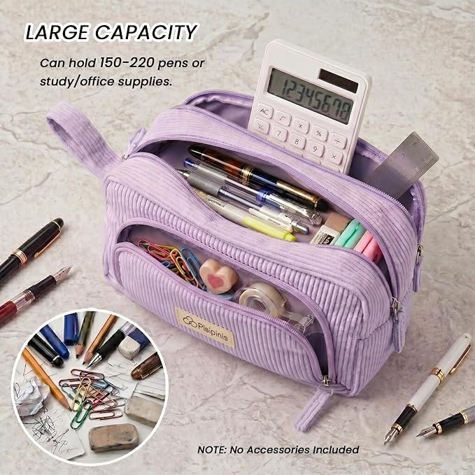 Large Pencil Case Pouch, Soft Corduroy Pen Bag with Zipper, Pencil Organizer, Cute Aesthetic School Supplies for Teen Girls Adults