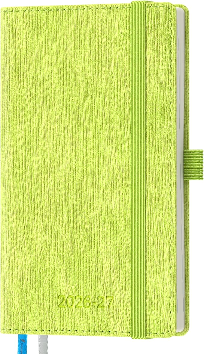 2026-2027 Weekly and Monthly Planner (July 2026–December 2027), 6.5"x3.75", Vertical Layout, 18 Months Agenda with Month Tabs & Pocket, Academic Calendar with Vegan Leather Cover,Apple Green