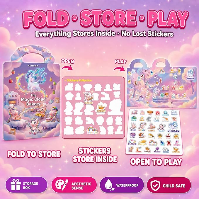 4 Sets Reusable Sticker Books for Girls Ages 3-6, Jelly Sticker Book Toddler 2-4,Ballet Unicorn Mermaid Doll Waterproof Travel Activity Toys Kids 3 4 5 6