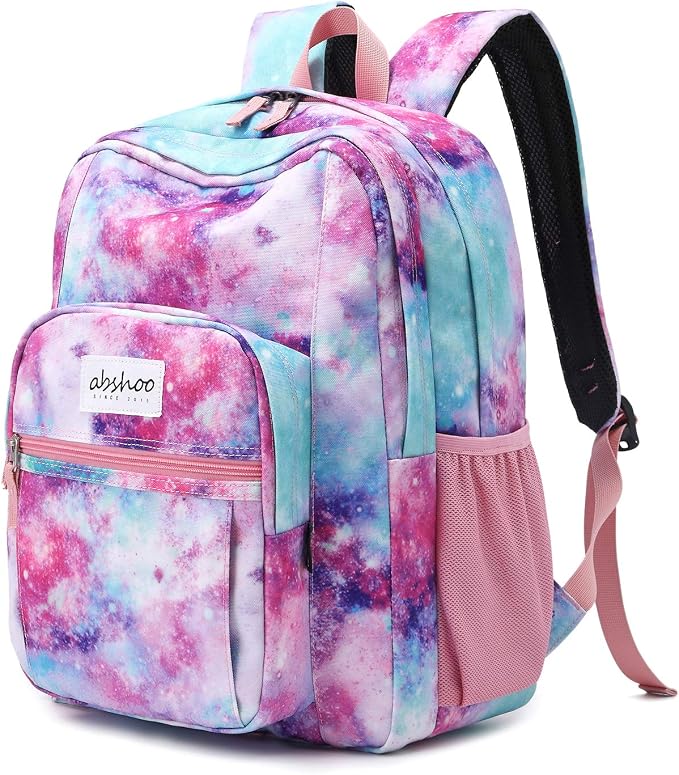 abshoo Classical Basic Womens Galaxy School Backpack For College Teen Girls Water Resistant Bookbag (Galaxy Pink)