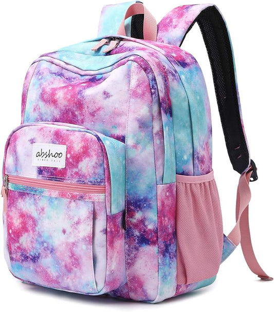 abshoo Classical Basic Womens Galaxy School Backpack For College Teen Girls Water Resistant Bookbag (Galaxy Pink)