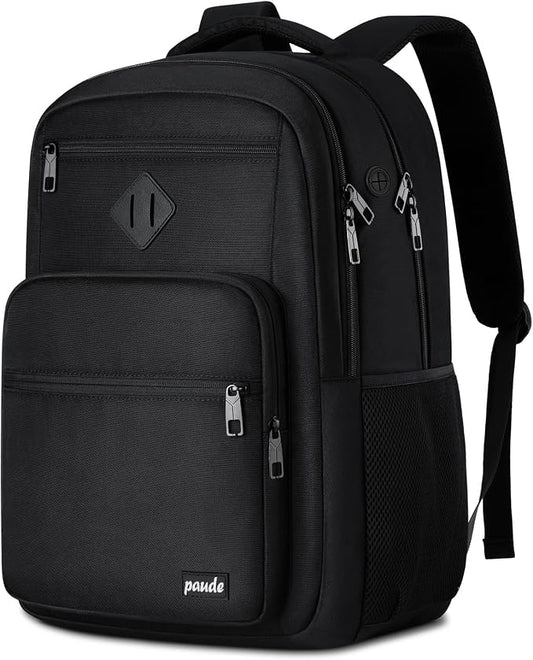 Paude Black Backpack,School Backpack for Teens Adults Laptop Bookbag for High School College Students Back Pack for Work