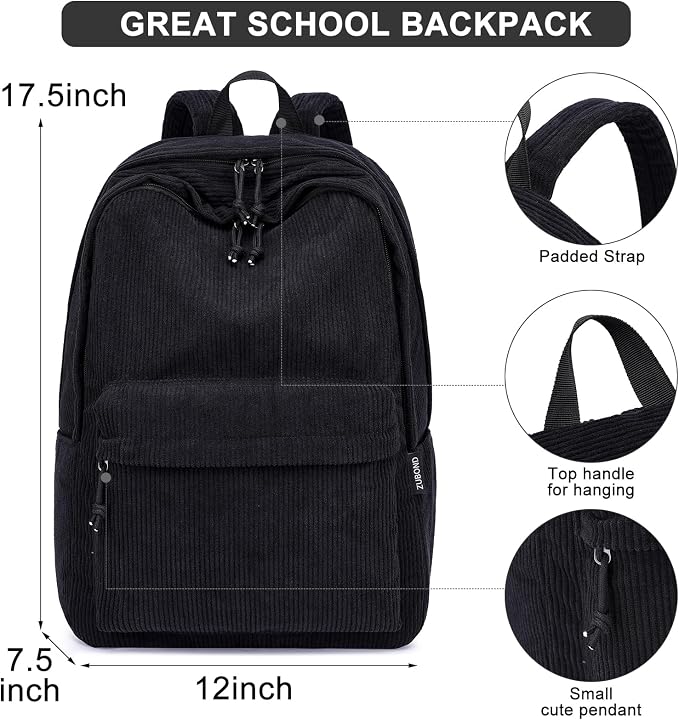 ZUBOND Backpack for School Boys and Girls, Lightweight School Bookbag for Teens, College Students Women & Men, Cute Large Laptop Backpack Fits 15.6 Inch Notebook