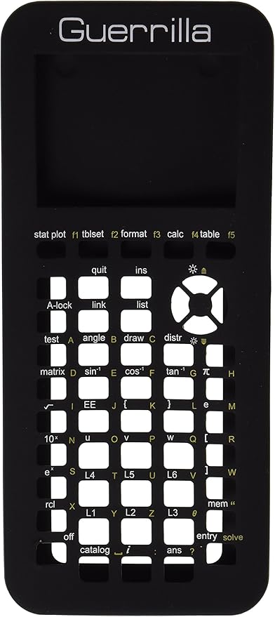Guerrilla Silicone Case for Texas Instruments TI-84 Plus CE Color Edition Graphing Calculator With Screen protector and Graphing Ruler, Black