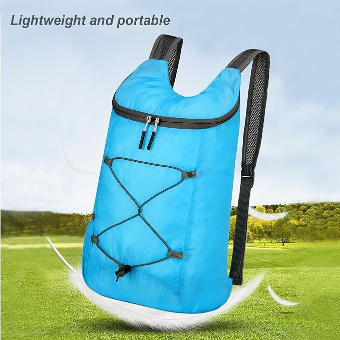 levayhill 16L Lightweight Foldable Hiking-Backpack Small Packable-Daypack For Travel,Ultralight Water-Resistant Gym Bag Men Women Easy Carry-on (Blue)