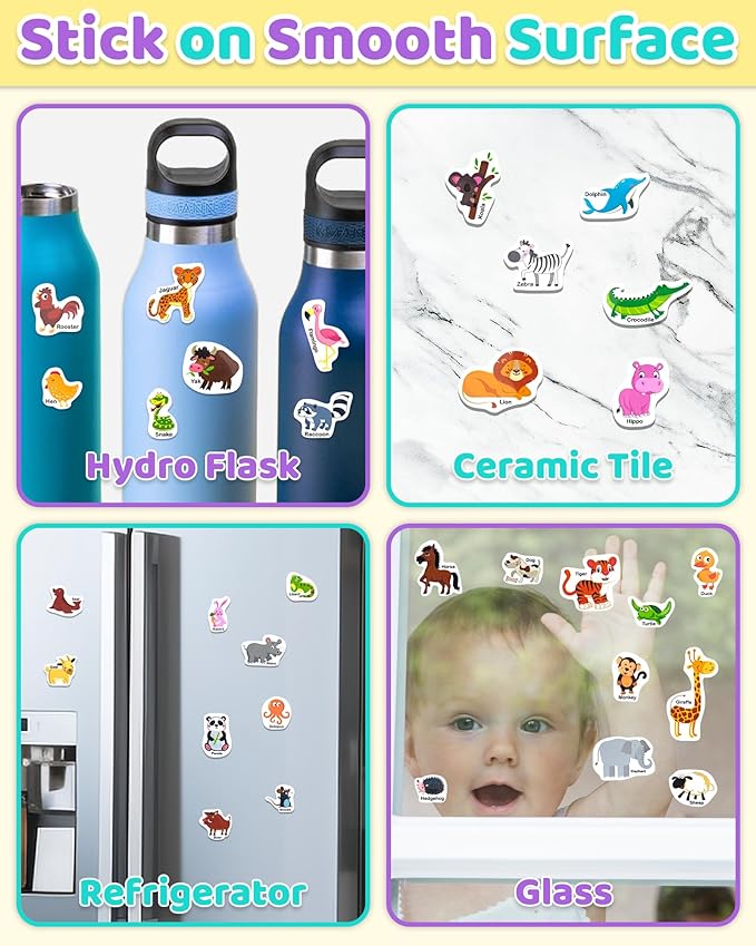 Benresive Reusable Sticker Book for Toddlers, Stickers for Kids, Travel Toys for Arts & Crafts Activities, Birthday Gift for Boys & Girls, Animals Themes