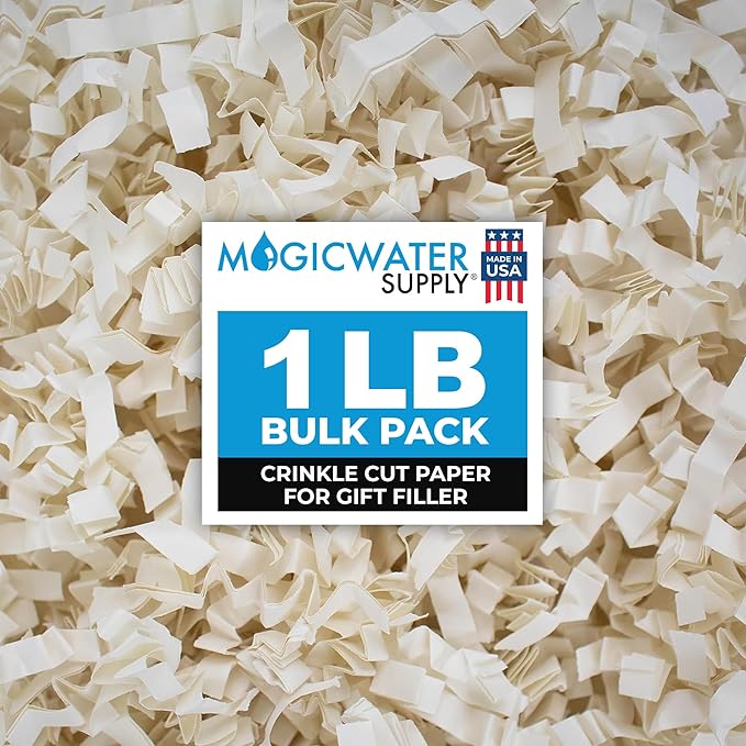 MagicWater Supply Crinkle Cut Paper Shred Filler-1LB Monster Ivory-Decorative & Protective Packaging for Bridesmaid Gifts & Bridesmaid Proposal Gifts Holiday Stuffers Birthdays Wedding & Anniversaries