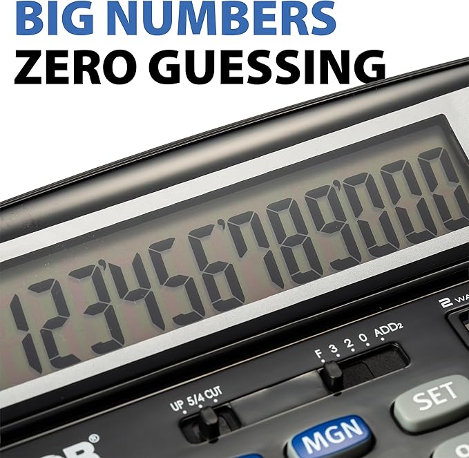 Victor 9700 12-Digit Standard Function Business Calculator, Battery and Solar Hybrid Powered Tilt LCD Display, Great for Home and Office Use, Black
