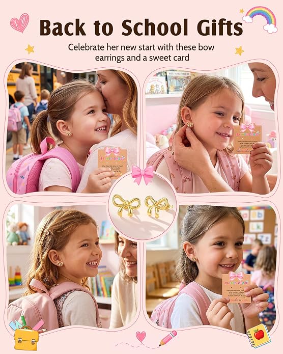 Back to School Gifts Bow Earrings