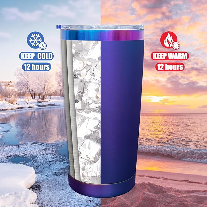 20 oz Tumbler Bulk Stainless Steel Tumblers with Lids and Straws, Double Wall Vacuum Insulated Travel Coffee Mug for Laser Engrave, Powder Coated Cups for Hot and Cold Drinks (Blue,1 pack)