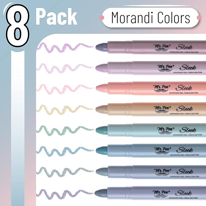 Mr. Pen- No Bleed Gel Highlighters, Morandi Colors, 8 Pack, Bible Highlighters and Pens No Bleed, Bible Markers for Study, Journaling, School Supplies and Accessories