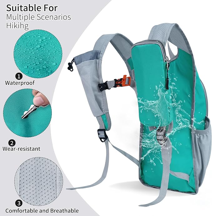 Small Hiking Backpack Packable Lightweight for Women Men | 10L/15L, Hiking Daypack, Foldable, Water Resistan, Ultralight, with Phone Pocket, Travel, Outdoor, Walking