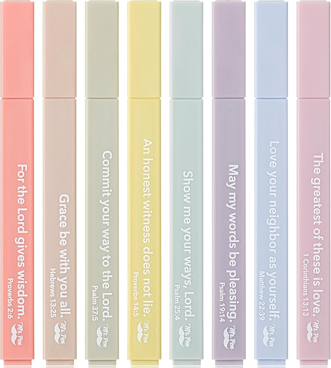 Mr. Pen- Bible Highlighters with Color-Coding System, 8 Pack, Soft Chisel Tip, Aesthetic Highlighters Assorted Colors, Fast Drying Bible Markers No Bleed Through for Journaling and Underlining