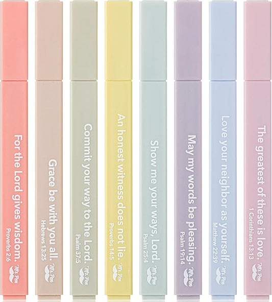 Mr. Pen- Bible Highlighters with Color-Coding System, 8 Pack, Soft Chisel Tip, Aesthetic Highlighters Assorted Colors, Fast Drying Bible Markers No Bleed Through for Journaling and Underlining