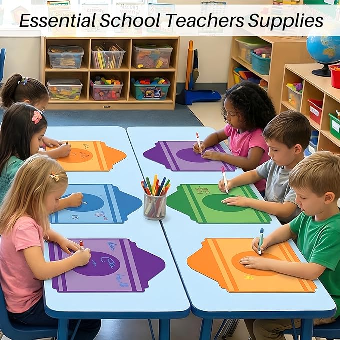 Lincia 12 Pcs Dry Erase Dots for Classroom Table Classroom Decor Boho Colorful Stickers for Whiteboard Wall Decor Removable Dry Erase Circles for School Teacher Supplies(Crayon, Colorful)