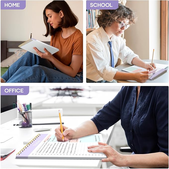 To Do List Notepad - To Do List Notebook for Work with 52 Sheets, 9.8" x 6.5", Undated Daily Planner Perfect for Daily Tasks and Goal Setting, Notepad Suitable for Office, Home & School - Pale Purple