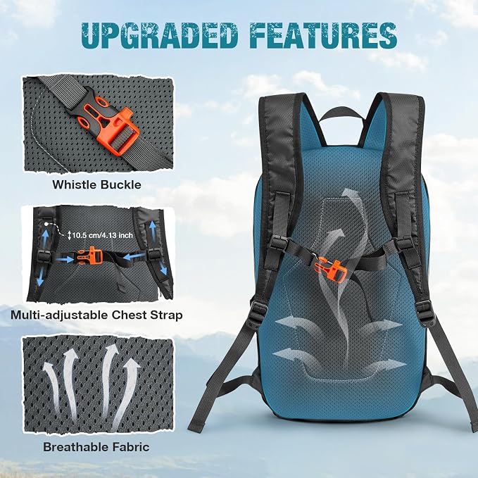 G4Free 18L Lightweight Packable Hiking Backpack for Men Women | Small Foldable Daypack for Travel Camping Trip