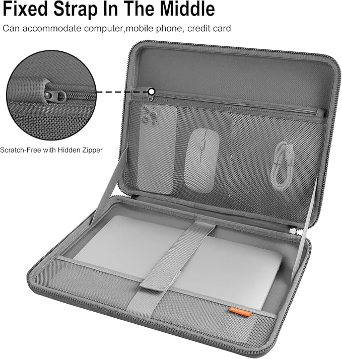 DOMISO 13.3-14 Inch Laptop Hard Case, Waterproof Shockproof Hard Shell Laptop Sleeve Protective Computer Bag for Macbook Pro/Lenovo ThinkPad/Dell XPS/HP Pavilion,Dark Grey
