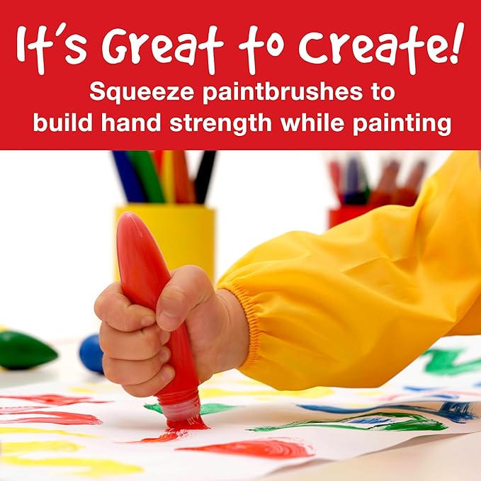 Faber-Castell Little Creatives Jumbo Squeezing Paint Brushes, 6 Colors, Paint Sticks for Kids Washable, Toddler Art Supplies, Non Toxic Paint and Brush in One, Kids Crafts Age 3 to 5+