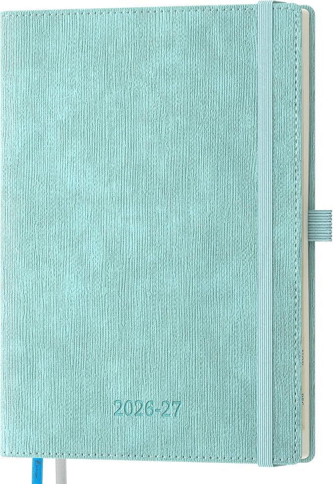 2026-2027 Weekly and Monthly Planner (July 2026–December 2027), 6.5"x8.5", Vertical Layout, 18 Months Agenda with Month Tabs & Pocket, Academic Calendar with Vegan Leather Cover,Sky Blue