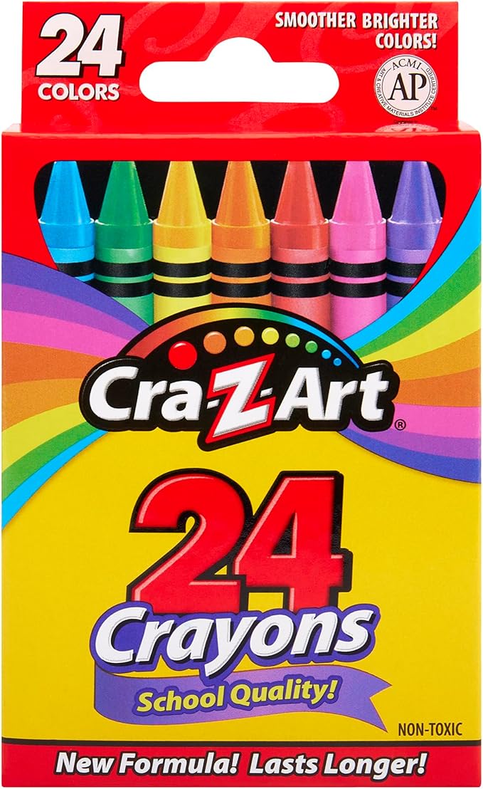 Cra-Z-Art Crayons, Bulk Pack, 24 Count, 6 Packs of Crayons, Bulk School Supplies for Classroom, Back to School Essentials