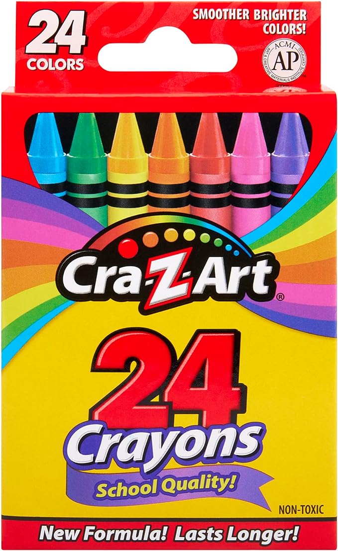 Cra-Z-Art 24ct Crayons Pack, Perfect Back to School Essential, Art Supplies for Coloring Fun, Ages 3 and Up