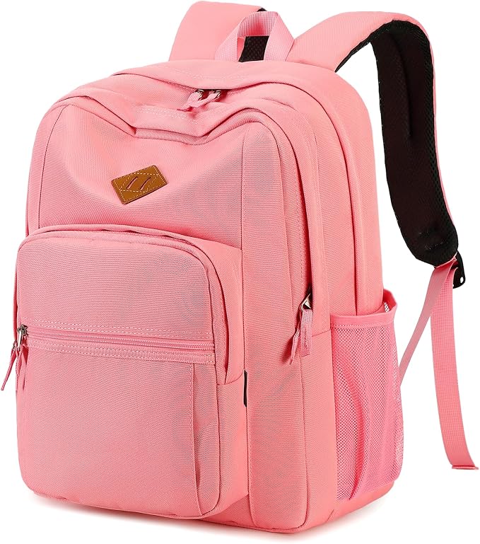 abshoo Girls Solid Color Backpack For College Women Water Resistant School Bag (Peach Pink)