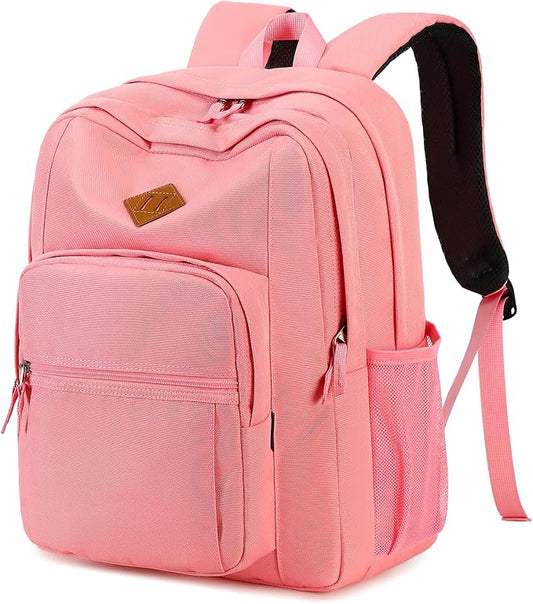 abshoo Girls Solid Color Backpack For College Women Water Resistant School Bag (Peach Pink)