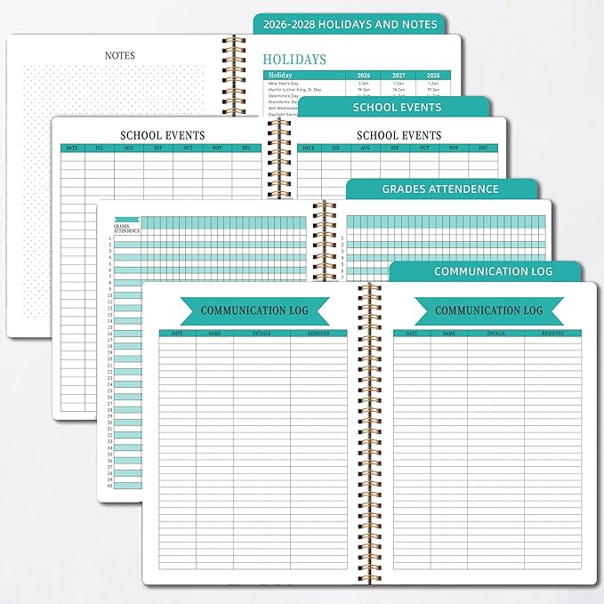 Teacher Planner 2026-2027 Weekly and Monthly Teacher Planner 2026-2027 Academic Year, July 2026 - June 2027, 8.7" x 10.8", Lesson Planner Book with Twin-Wire Binding & Tabs for Teachers - Black