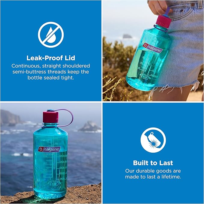 Nalgene 32 oz Narrow Mouth Water Bottle | BPA-Free, Durable & Leak Proof, Lightweight Bottle for Hiking, Gym & Travel, Surfer