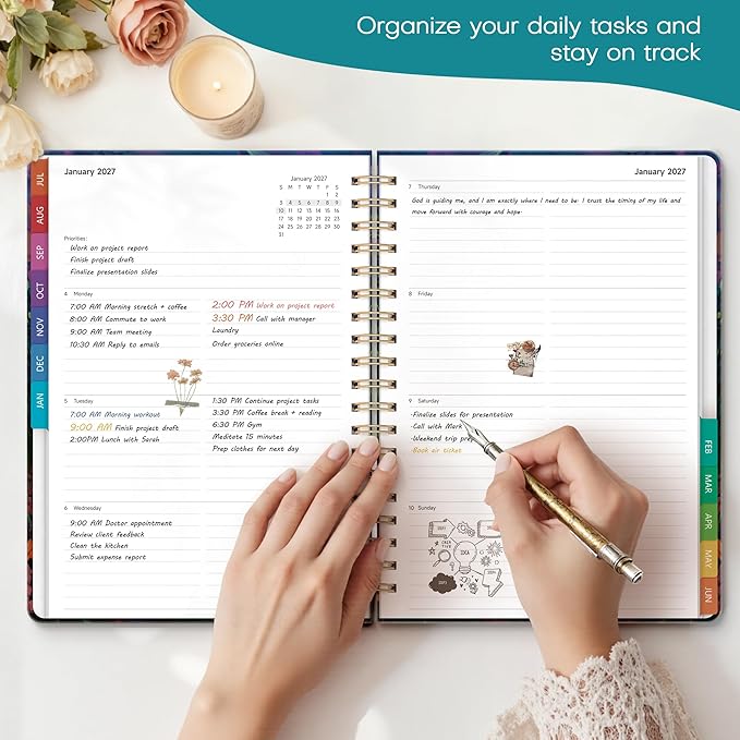 Planner 2026-2027 Monthly and Weekly Academic Planner July 2026 - June 2027, Hardcover Calendar 2026-2027 Agenda Daily Planner for Student Teacher School Office Supplies, 7.4" x 10.2", Wild Mountain