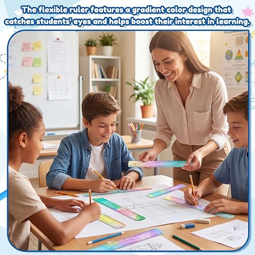 12 Pcs 12 Inch Flexible Rulers Bendable Soft Plastic Ruler