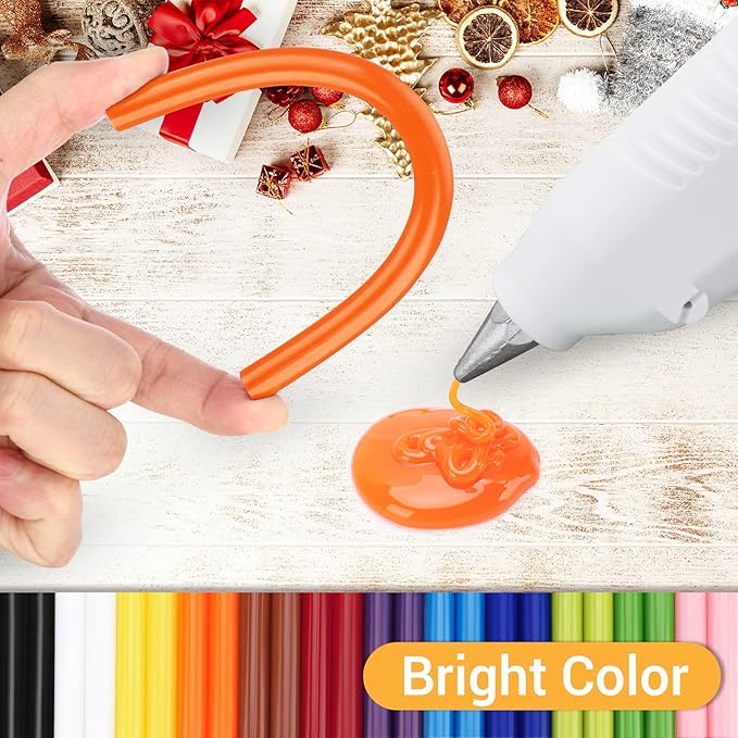 Manarty Color Hot Glue Sticks Full Size, 8" Long x 0.43" Dia Hot Melt Glue Sticks Bulk, Colored Adhesive Glue Sticks Standard for Crafting DIY Art School Gluing Project Repair Sealing, 24 PCS