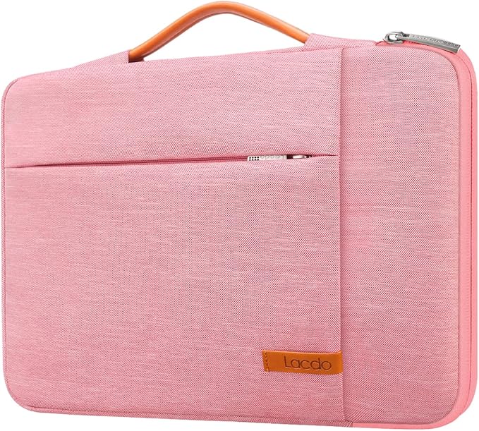 Lacdo 360° Protective Laptop Sleeve Case for 16 inch MacBook Pro M5 Pro/Max A3428 A3429 (2026), M4/M3/M2/M1 A3403 A3186 A2991 A2780 A2485 A2141, 15 inch Surface Laptop 7/6/5/4/3 Computer Bag, Peach