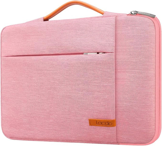Lacdo 360° Protective Laptop Sleeve Case for 15 inch New MacBook Air M5/A3448 (2026), M4 A3241 2025, M3 A3114, M2 A2941 2024-2023, 15 inch MacBook Pro A1990 A1707, Computer Bag, Water-Resistant, Peach