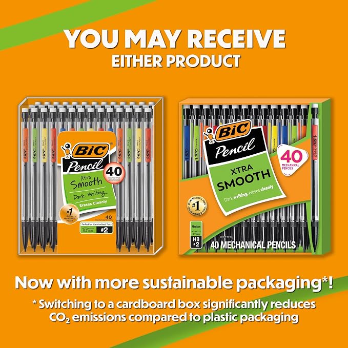 BIC Xtra Smooth Mechanical Pencil with 0.7 mm Medium Point, Refillable and Retractable, 40-Count (Pack of 8)