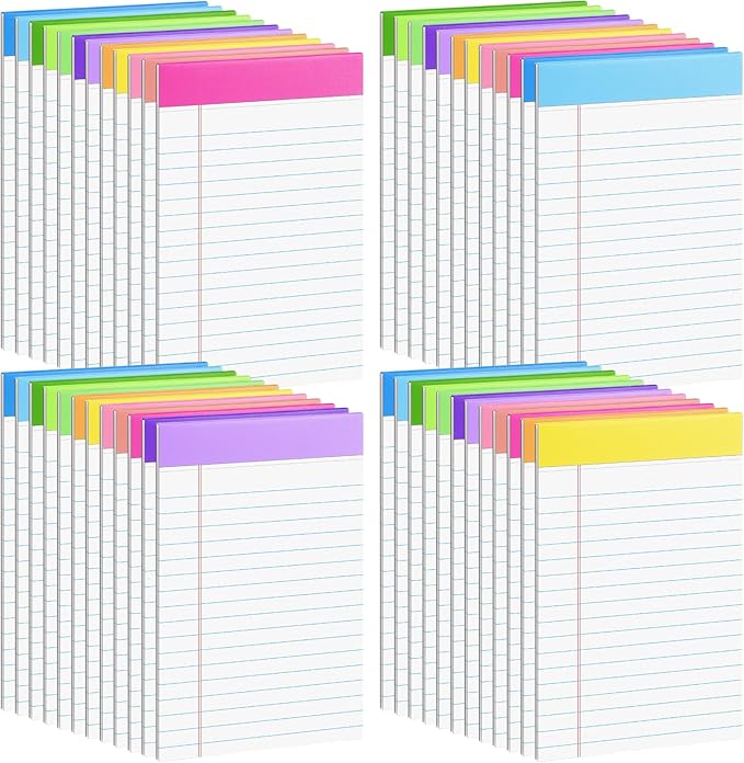 36 Pack Legal Pads Bulk, 5x8 Inch Rainbow Notepad, Note Pads Wide Ruled Perforated Memo Pad for Work Study Daily Note Taking List, Lined Writing Pads Memo Refills Notepads for Office Home School