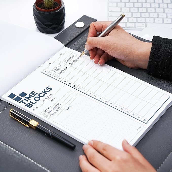 Time Blocking Planner (11.7" x 8.3"), Daily Time Box, Best ADHD Tool, Undated Daily Schedule Organizer, Daily Planner Notepad, Hourly Planner For Office Productivity, To Do List Notepad.