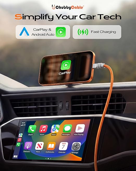 chubbycable Flex USB C to USB C Cable 240W Fast Charging Soft Braided Heavy-Duty Type C Charger 6.6FT for iPhone 17, MacBook Pro, Samsung Galaxy, Orange