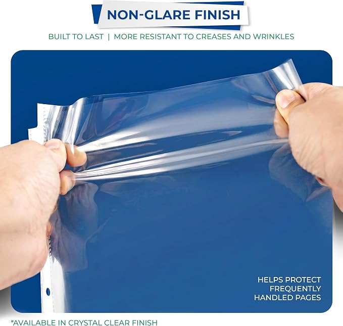 Samsill 30 Pack Heavy Duty Sheet Protectors, Non-Glare, 8.5x11 Inch Page Protectors for 3 Ring Binder, Letter Size Protectors, Reinforced Holes, Non-Glare Document Sleeve, Top Loading, Acid Free