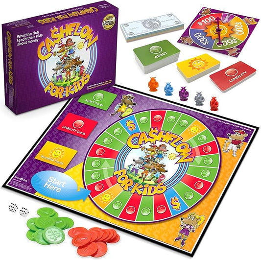 Rich Dad Cashflow Board Game for Kids, Children's Edition, Up to 6 Players, Ages 6+ - Fun and Educational Learning Games for Boys, Girls, and Family