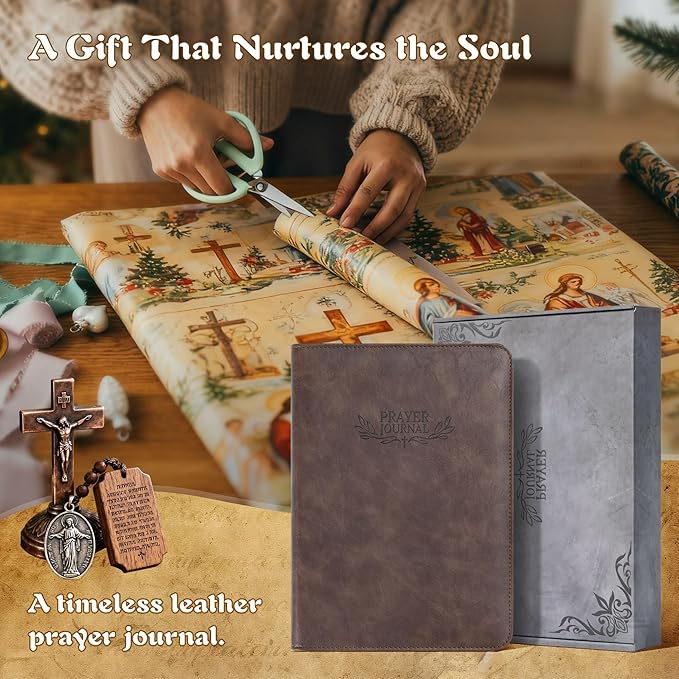 Ospelelf Daily Bible Prayer Journal for Men, Zippered Leather Scripture Study Notebook Religious Planner for Reflection & Gratitude, Ideal Gift for Jesus Faith Believers, Undated 3 Months, Brown